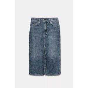 Zara Denim Skirt With Slip Sz Lg Blue